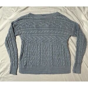 Polo Ralph Lauren Womens Light Blue Cable Knit Boat Neck Sweater Small SP